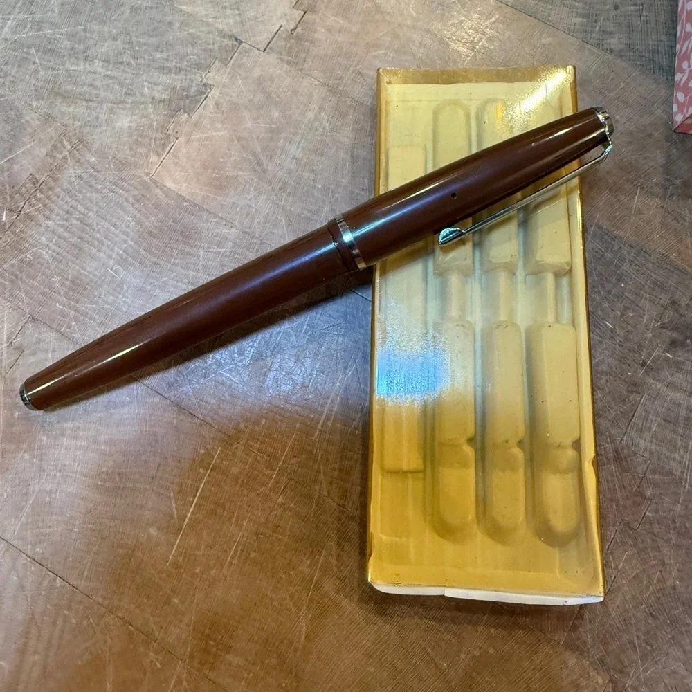 Vintage calligraphy tips Pink Floral Pen Holder Brown Writing Pen